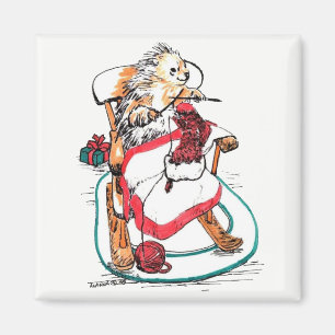 Grappig kerstfeest Porcupine Knitting Stocking Magneet
