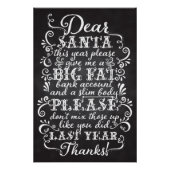 Grappig kerstfeest Posters Beste Santa Chalkboard (Voorkant)