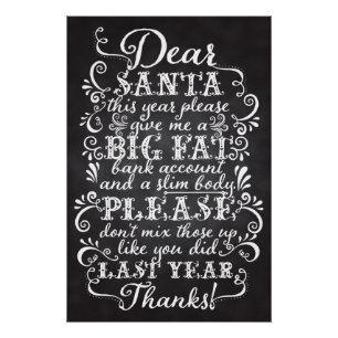 Grappig kerstfeest Posters Beste Santa Chalkboard