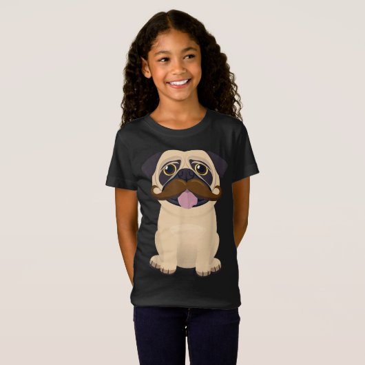 Grappig kerstfeest Pug Dog Mustache Kinder Costuum T-shirt (Voorkant volledig)
