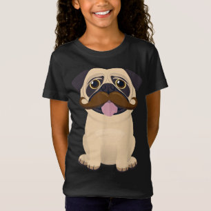 Grappig kerstfeest Pug Dog Mustache Kinder Costuum T-shirt