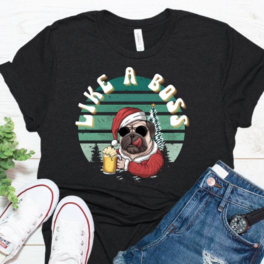 Grappig kerstfeest Pug Dog T Shirt