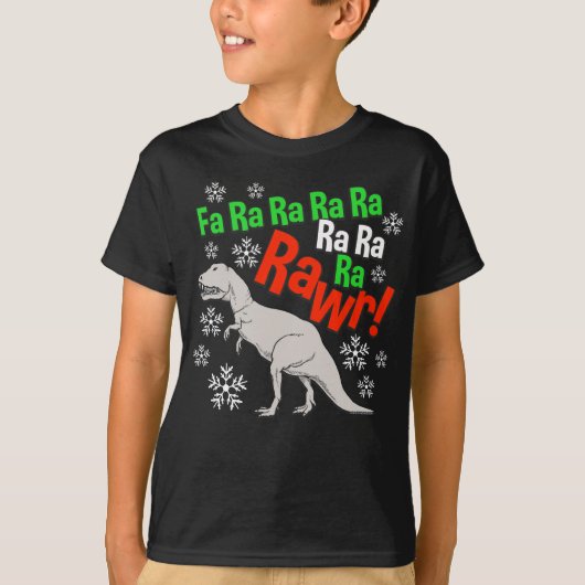 Grappig kerstfeest Rawr Dinosaur Holiday Kinder jo T-shirt (Voorkant)