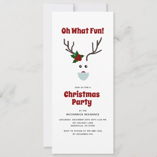 Grappig Kerstfeest Rendier uitnodiging (Voorkant)