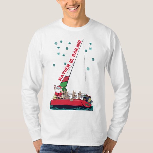 Grappig kerstfeest Sailor Santa Sailing T-shirt (Voorkant)