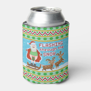 Grappig kerstfeest Sinterklaas die door de sneeu Blikjeskoeler