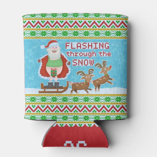 Grappig kerstfeest | Sinterklaas die door de sneeu Blikjeskoeler (Achterkant)