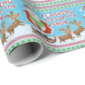 Grappig kerstfeest | Sinterklaas die door de sneeu Cadeaupapier (Rol Hoek)