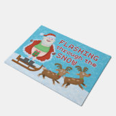 Grappig kerstfeest | Sinterklaas die door de sneeu Deurmat (Schuin)