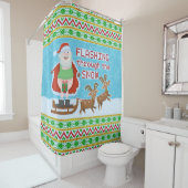 Grappig kerstfeest | Sinterklaas die door de sneeu Douchegordijn (In situ)