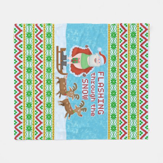 Grappig kerstfeest | Sinterklaas die door de sneeu Fleece Deken (Voorkant (Horizontaal))