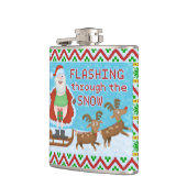 Grappig kerstfeest | Sinterklaas die door de sneeu Heupfles (Links)