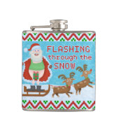 Grappig kerstfeest | Sinterklaas die door de sneeu Heupfles (Voorkant)