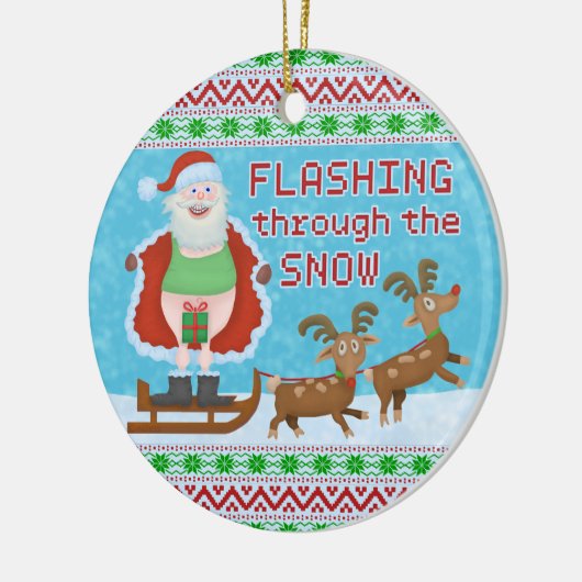 Grappig kerstfeest | Sinterklaas die door de sneeu Keramisch Ornament (Links)