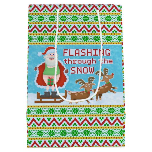 Grappig kerstfeest | Sinterklaas die door de sneeu Medium Cadeauzakje (Achterkant)