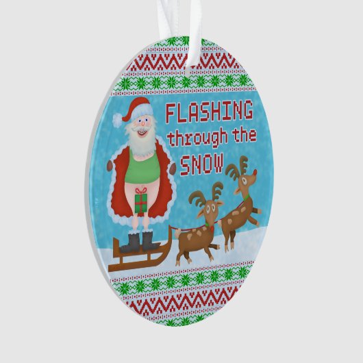 Grappig kerstfeest | Sinterklaas die door de sneeu Ornament (voorkant)