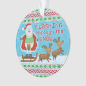 Grappig kerstfeest | Sinterklaas die door de sneeu Ornament (voorkant)