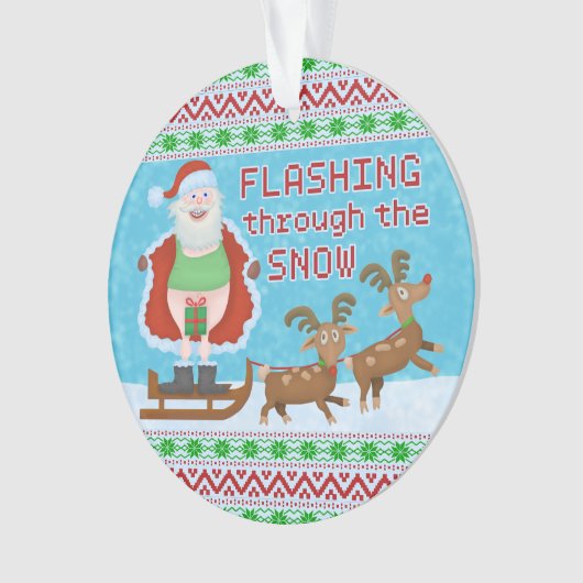 Grappig kerstfeest | Sinterklaas die door de sneeu Ornament (voorkant)