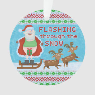 Grappig kerstfeest   Sinterklaas die door de sneeu Ornament