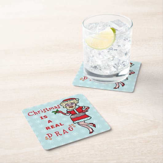 Grappig Kerstfeest Sinterklaas Drag Bah Humbug Kartonnen Onderzetters (Insitu)