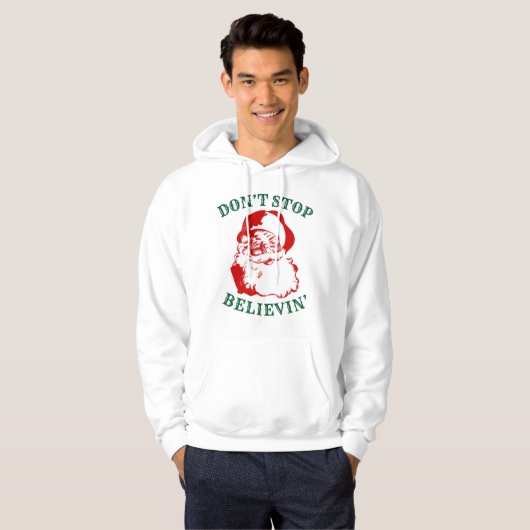Grappig kerstfeest: "STOP NIET MET BELIEVIN" Hoodie (Voorkant volledig)
