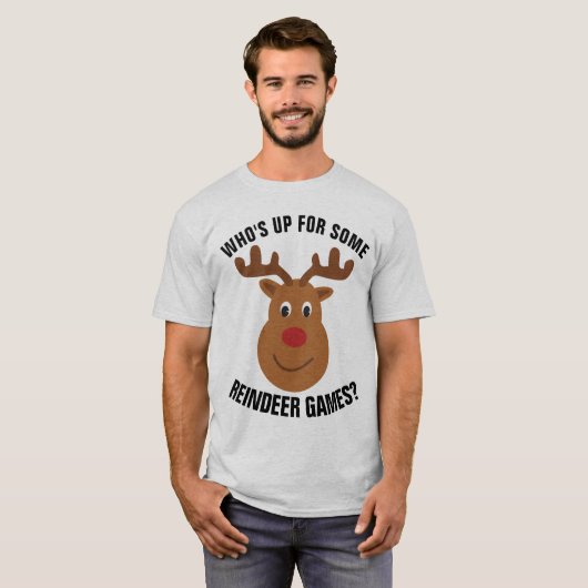 Grappig kerstfeest T-Shirts REINDEER GAMES (Voorkant volledig)
