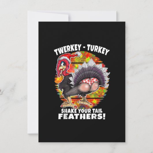 Grappig kerstfeest Thanksgiving Twerkende Turkey H Kaart (Voorkant)