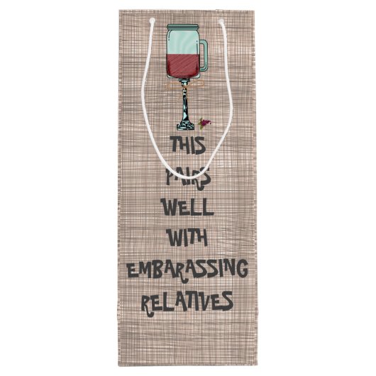 Grappig kerstfeest Thanksgiving Wijnzak Tas Wijn Cadeautas (Achterkant)