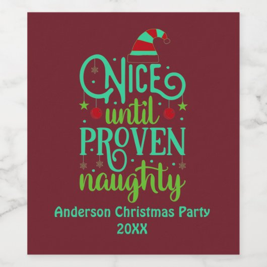 Grappig kerstfeest tot bewezen Naughty Red Wijn Etiket (Enkel label)