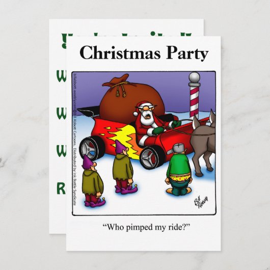 Grappig kerstfeest uitnodigingen (Voorkant / Achterkant)