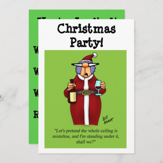 Grappig kerstfeest uitnodigingen (Voorkant / Achterkant)