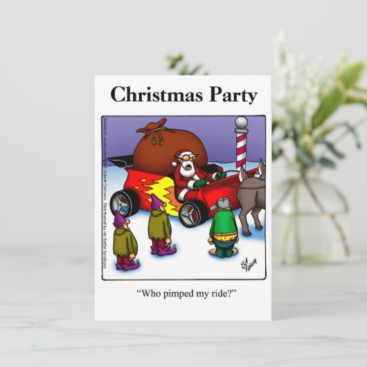 Grappig kerstfeest uitnodigingen (Staand voorkant)