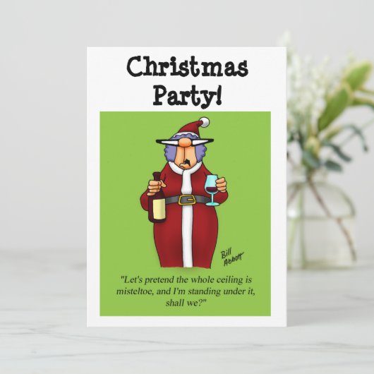 Grappig kerstfeest uitnodigingen (Staand voorkant)