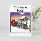 Grappig kerstfeest uitnodigingen (Staand voorkant)