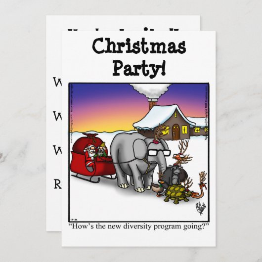 Grappig kerstfeest uitnodigingen (Voorkant / Achterkant)