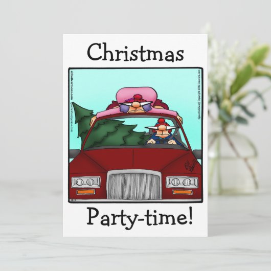 Grappig kerstfeest uitnodigingen (Staand voorkant)