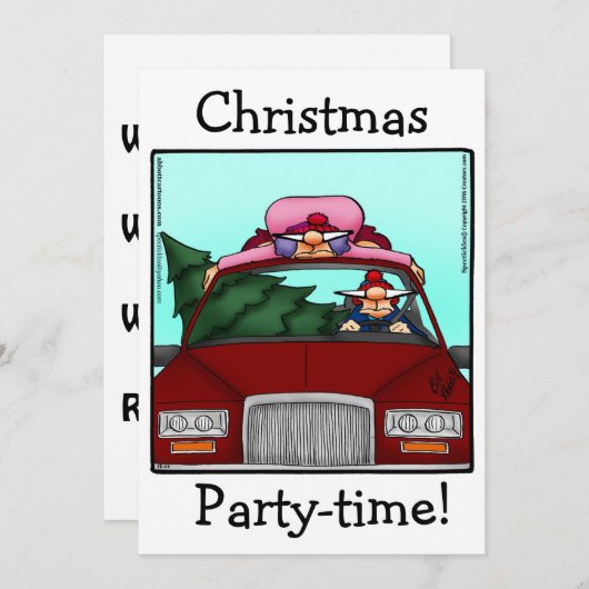 Grappig kerstfeest uitnodigingen (Voorkant / Achterkant)