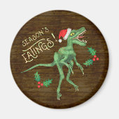 Grappig kerstfeest Velociraptor Dinosaur Eatings Magneet (Voorkant)