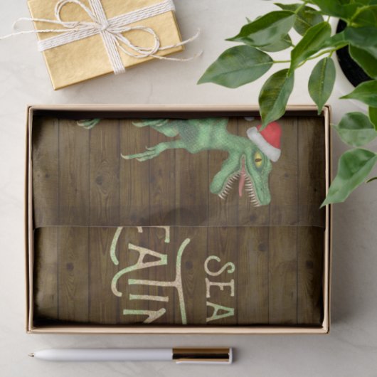 Grappig kerstfeest Velociraptor Dinosaur Eatings Tissuepapier (Geschenk)