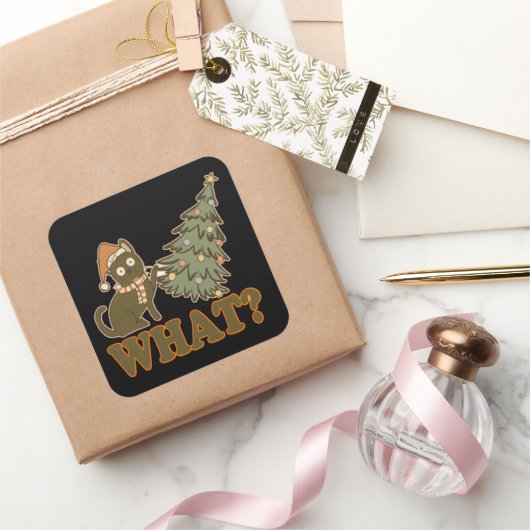 Grappig kerstfeest vierkante sticker (Geschenken)