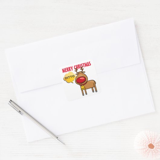 Grappig kerstfeest vierkante sticker (Envelop)