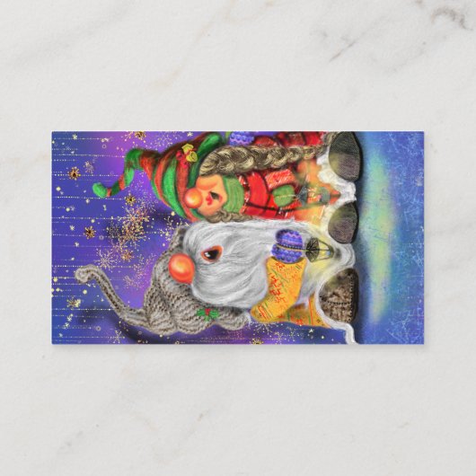 Grappig Kerstfeest Visitekaartje Happy Gnomes (Achterkant)