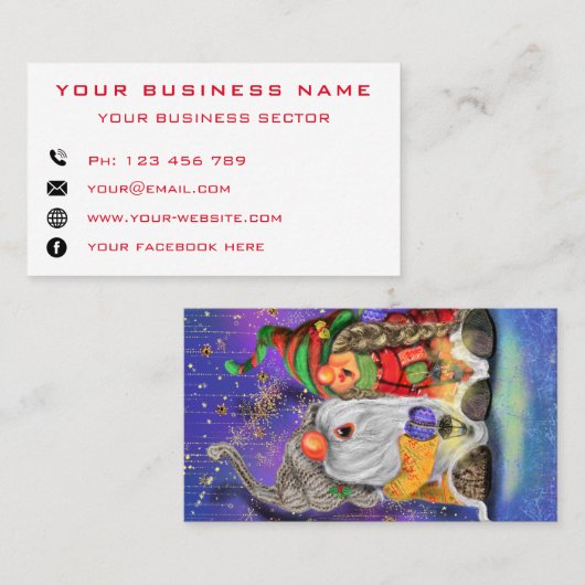 Grappig Kerstfeest Visitekaartje Happy Gnomes (Voorkant / Achterkant)