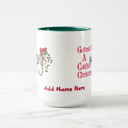 Grappig kerstfeest Vissen ♫ ♥ kerstmis Mok (Midden)