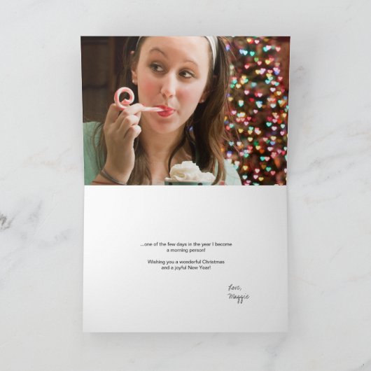 Grappig kerstfeest, "Wakker worden is Kerstmis", L Feestdagen Kaart (Binnen)