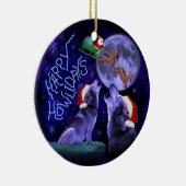 Grappig kerstfeest Wolf Pun Happy Howlidays Humor Keramisch Ornament (Rechts)