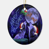 Grappig kerstfeest Wolf Pun Happy Howlidays Humor Keramisch Ornament (Links)