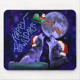 Grappig kerstfeest Wolf Pun Happy Howlidays Humor Muismat