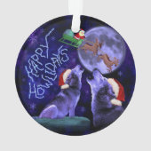 Grappig kerstfeest Wolf Pun Happy Howlidays Humor Ornament (achterkant)