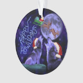 Grappig kerstfeest Wolf Pun Happy Howlidays Humor Ornament (voorkant)